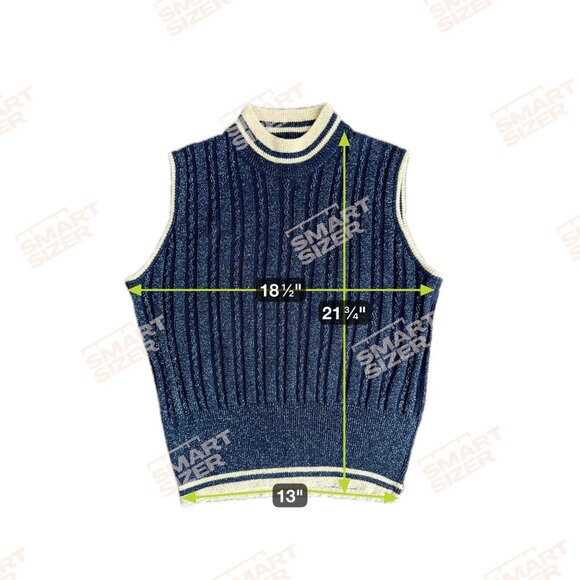 2/$18 Sale! Vtg Varsity Sweater Vest Striped Cable Knit Metallic L Mock Neck - Picture 2 of 8